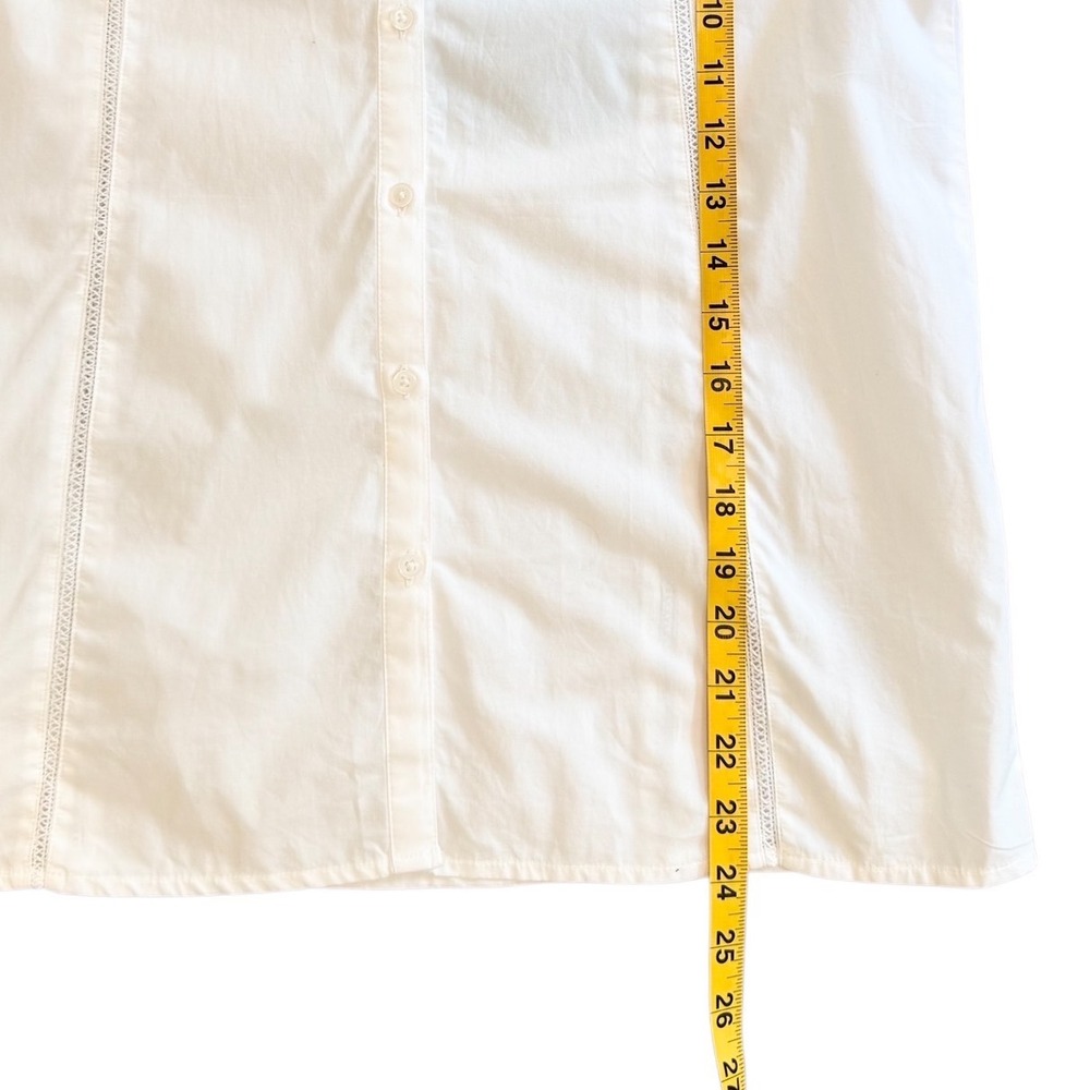 Lucky Brand White Cotton Pintuck Lace Trim Button Down Blouse Top Feminine Small - Picture 7 of 8